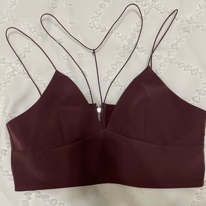 NWT Tobi Maroon Burgundy Strappy Crop Top Size M